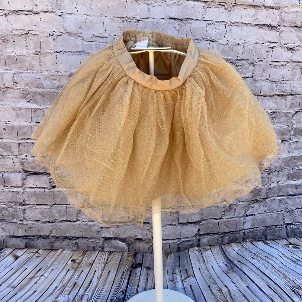 Girls gold Tulle satin waist skirt